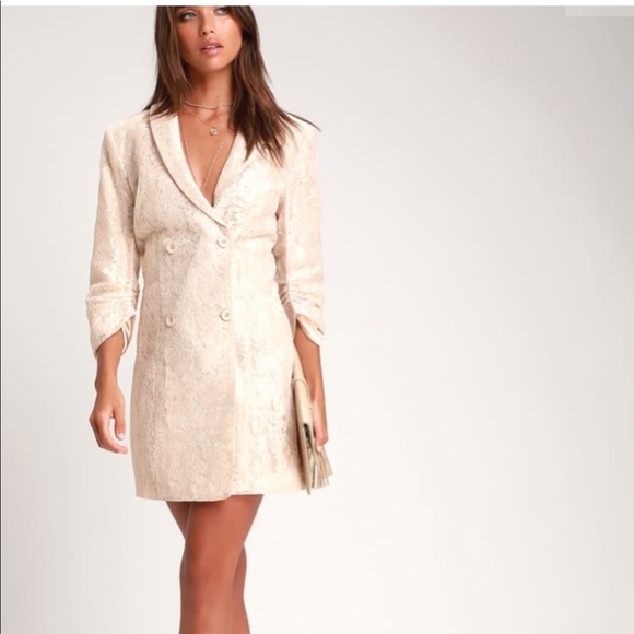 LULUS RONAN LACE DOUBLE BREASTED SUIT DRESS g615-6 - Picture 3 of 8